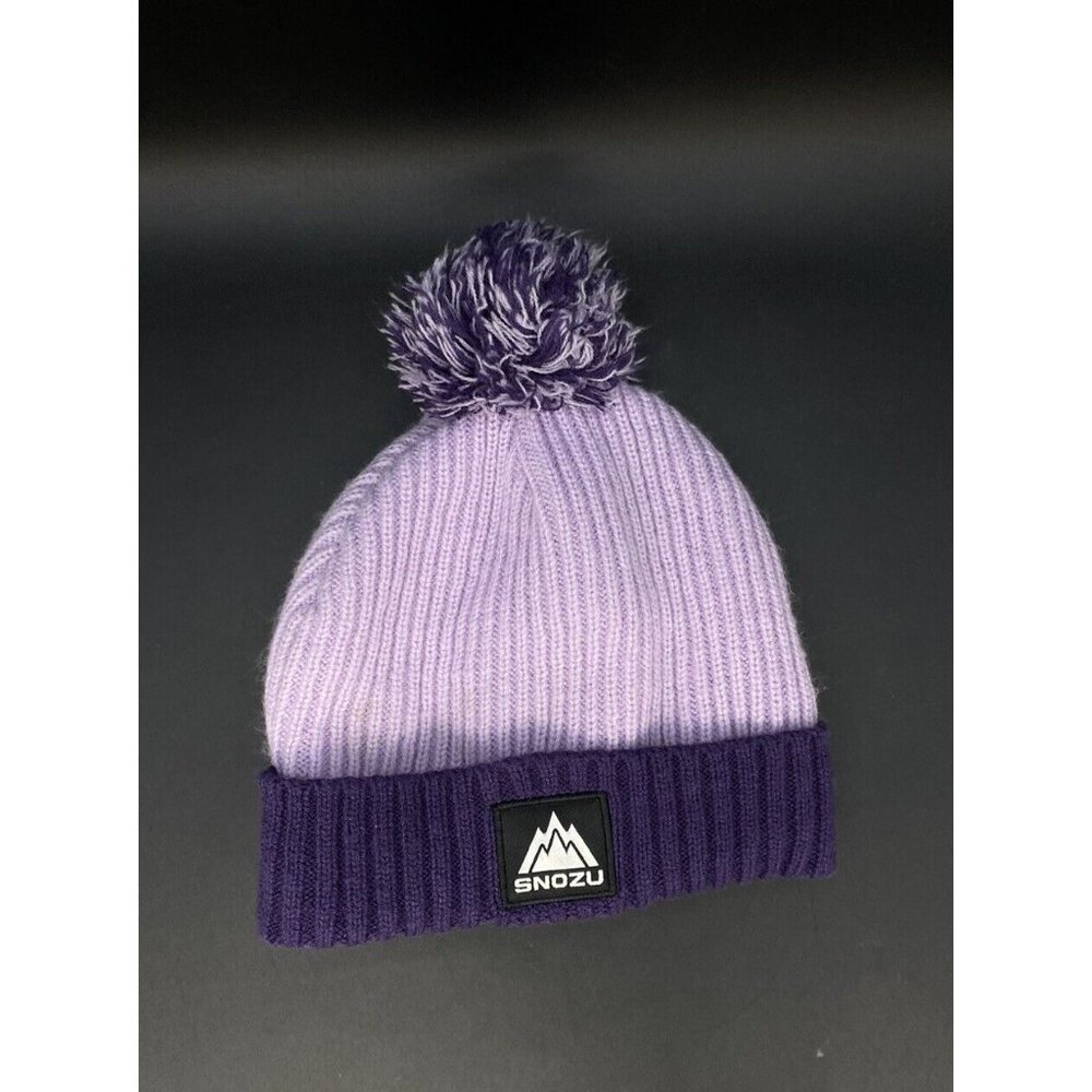 Snozu Girl Beanie Purple Lavender Watercolor Snow Cap Hat Pom Pom